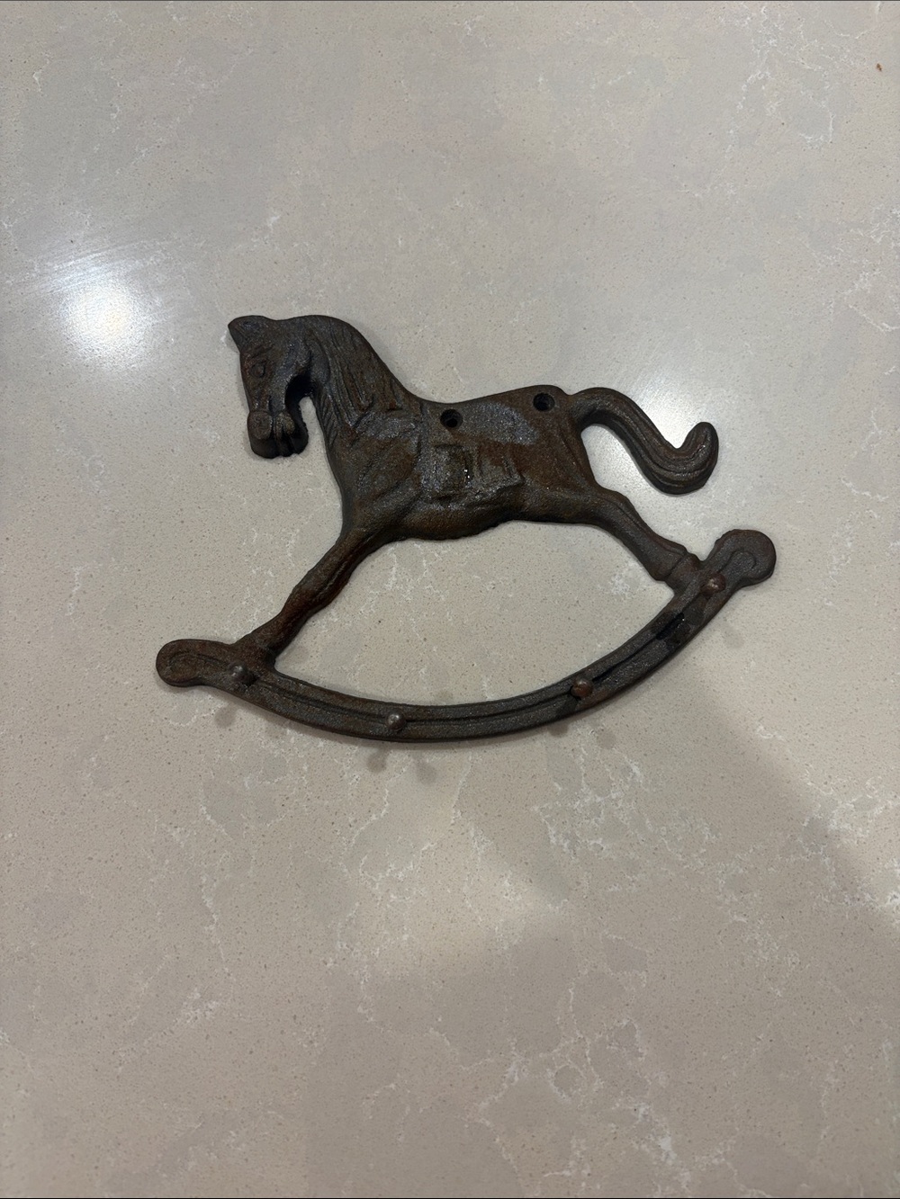 Rustic Brown Cast Iron Rocking Horse Wall Hook